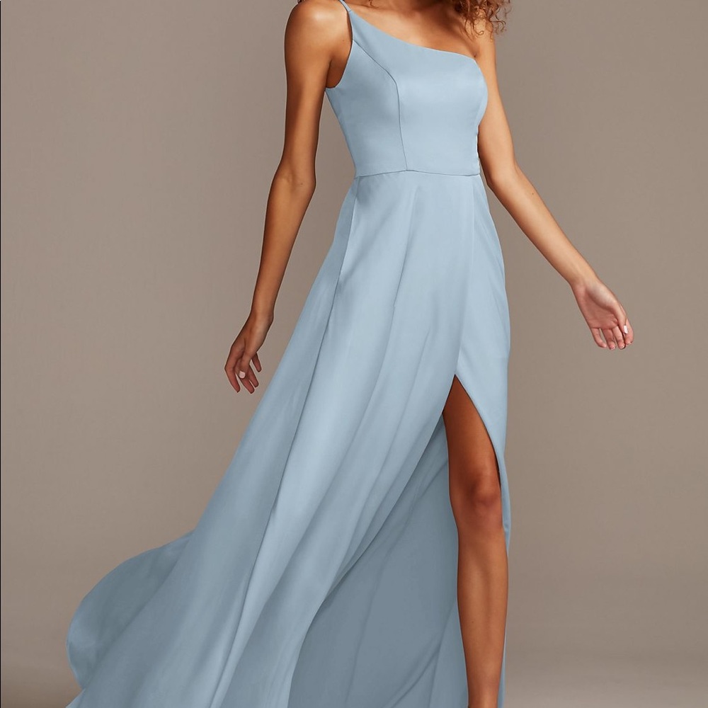COPY - David’s bridal Crepe-Back Satin One-Shoulder Bridesmaid Dress